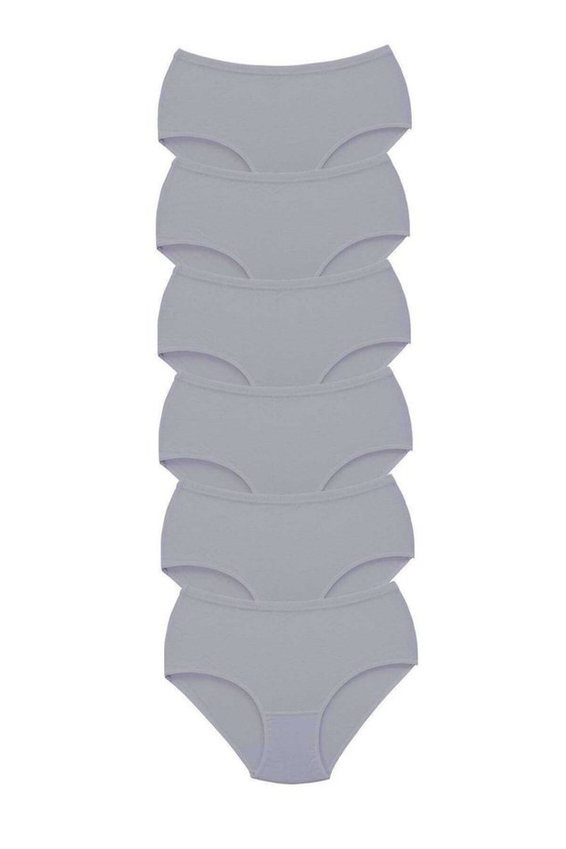 Glb-Stl41414 6 Pieces Tutku Women's High Waist Bato Thick Rubber Panties Gray