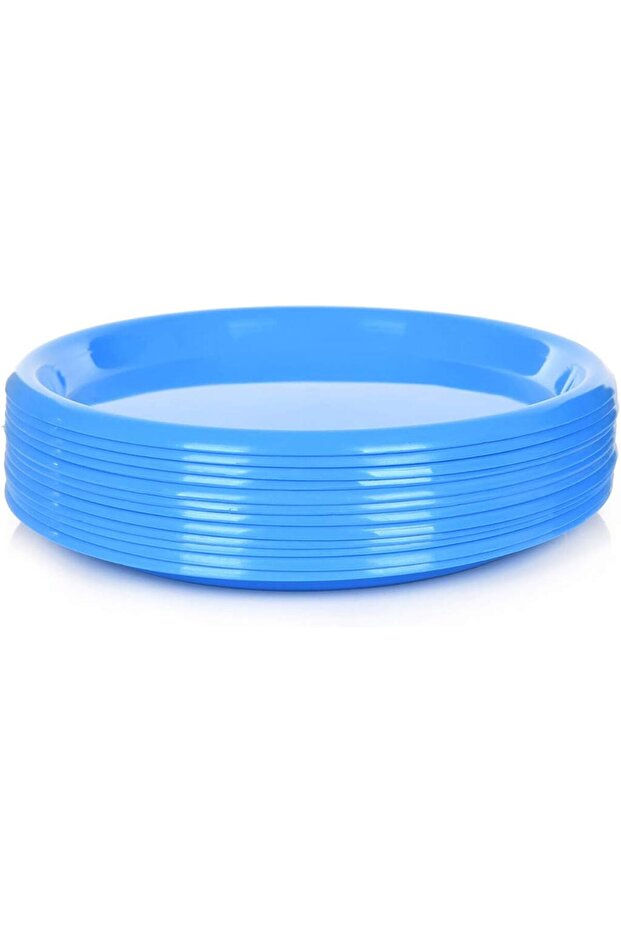 Home Reusable Plastic Plates (Blue, Small 12pk (6.5in))