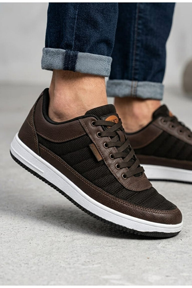 Men's Brown Breathable Thick Thermo Sole Lace-Up Casual Sports Shoes