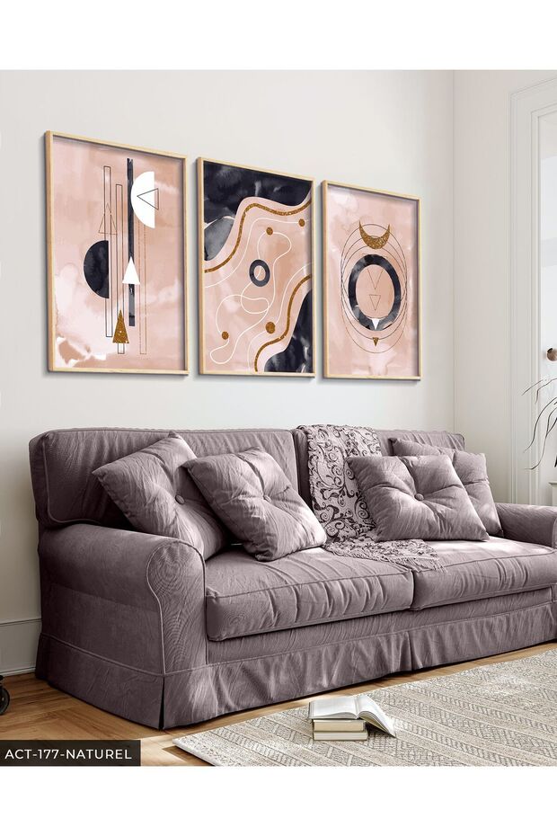 Watercolor Look Abstract Art 3 Piece Wooden Framed Painting Act