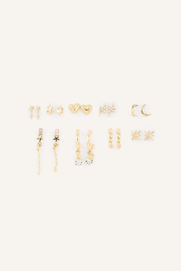 Women's Gold Color 9-Piece Earring Set H7457Axns