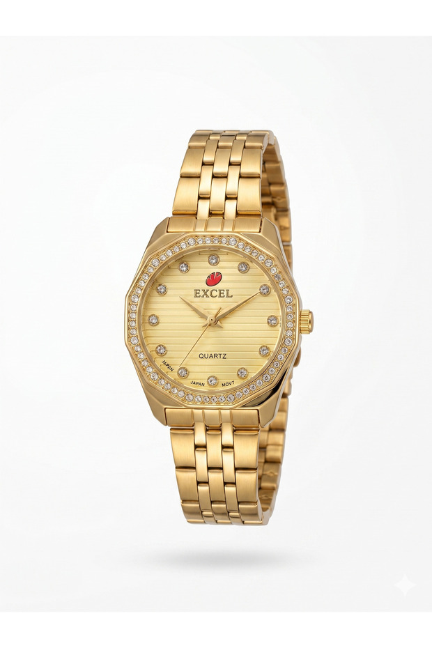 OCTAGONAL WITH DIAMONDS EX-2101 L GOLD DIAL - WOMEN'S QUARTZ