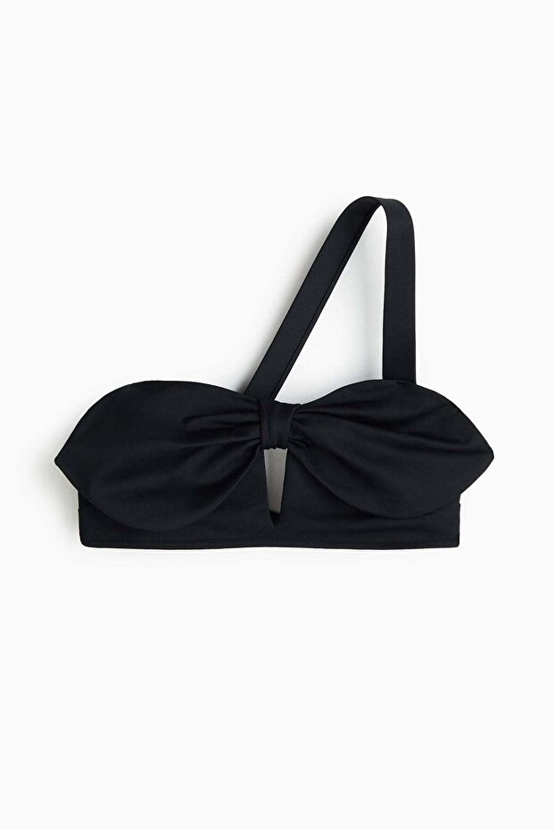 Bow-detail one-shoulder bikini top