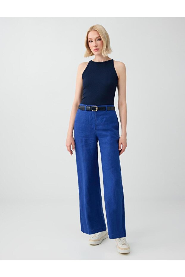 Kobalt 100% Linen Regular Waist Woven Trousers