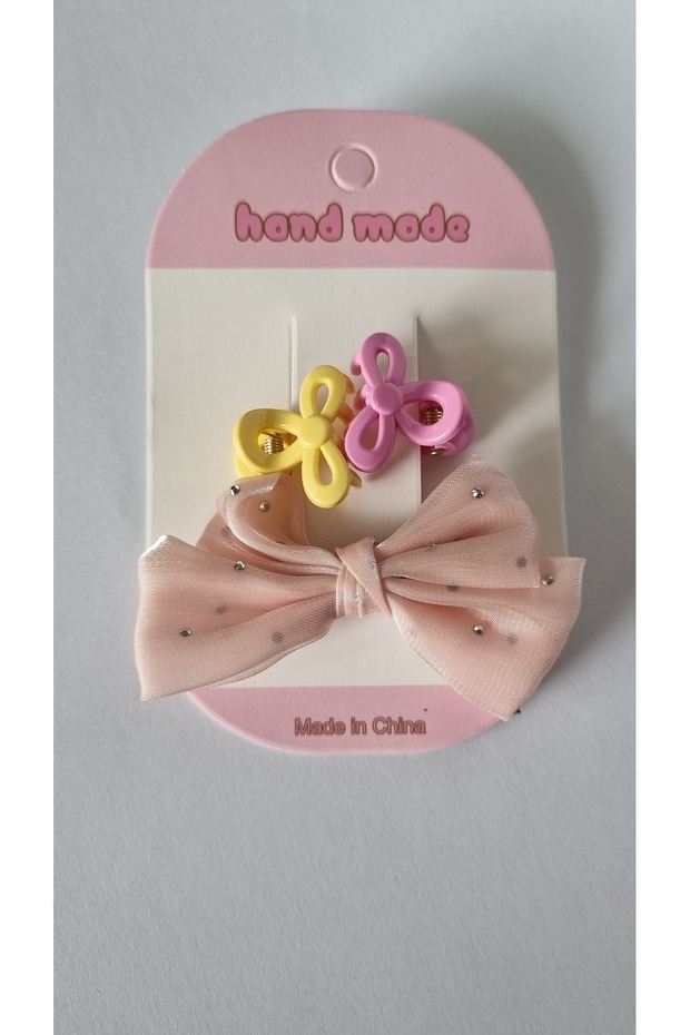Girl's 3-Piece Bow and Mini Clip Buckle Set Colorful Hair Accessory