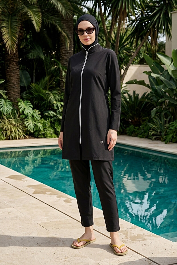 Sports Lycra Full Covered Hijab Swimsuit 6234 Black07