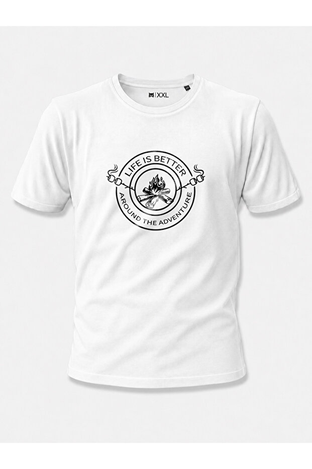 Life Is Better Around the Adventure Printed 100% Cotton Navy Blue Camping
