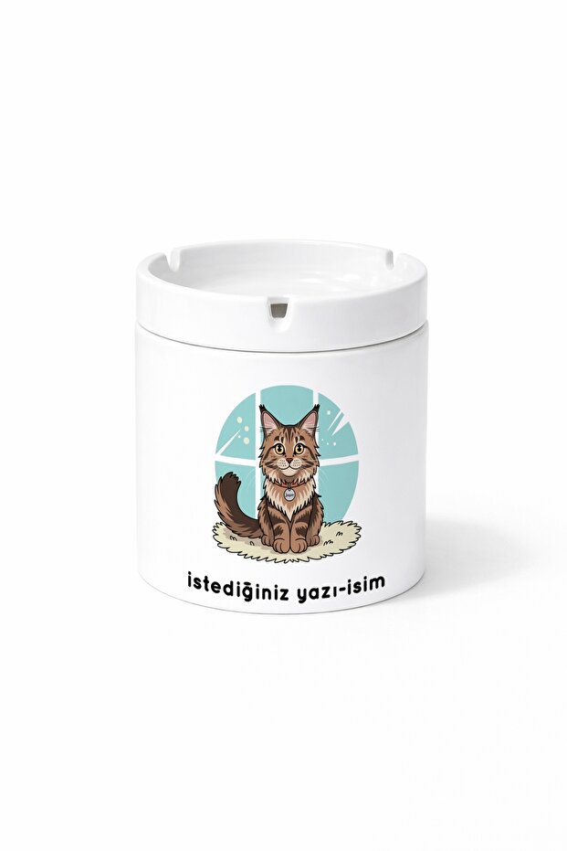 Animal Maine Cat Large Cat Double Sided Printed Ash Tray Ashtray Gift