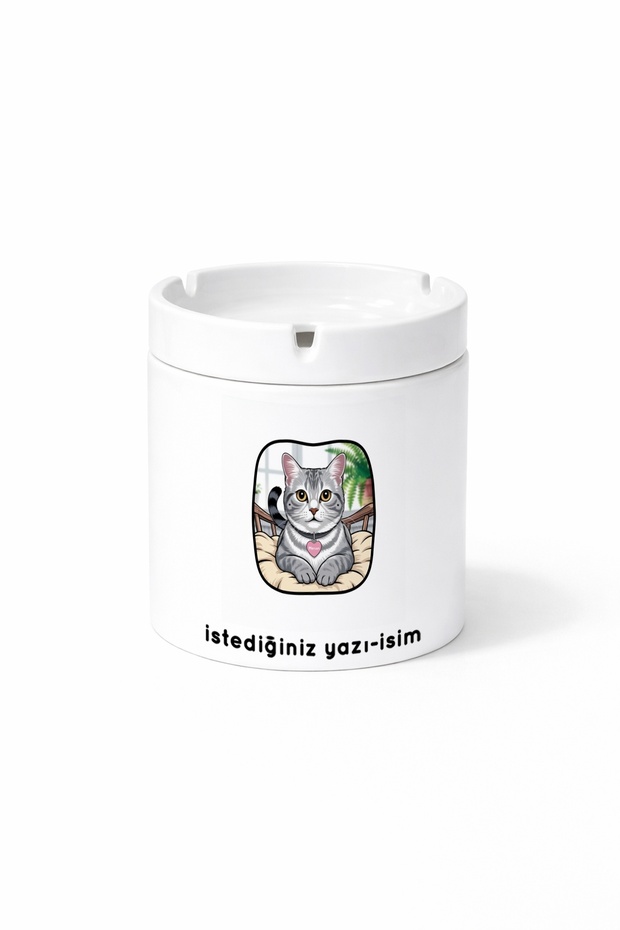 Animal Cat Cute Adorable Cute Cat Double Sided Printed Ashtray Ashtray Gift