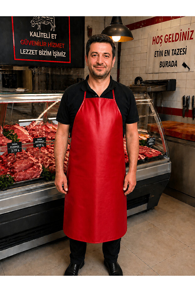 Faux leather apron