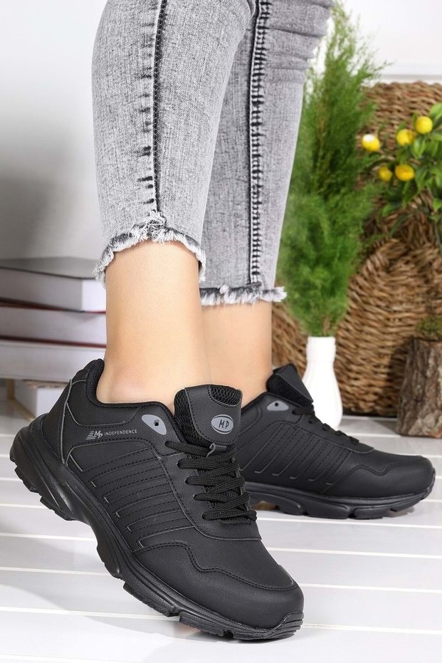 Comfortable Lace-Up Casual Comfortable Sports Shoes Women's Black Sneaker Convenient Shoes