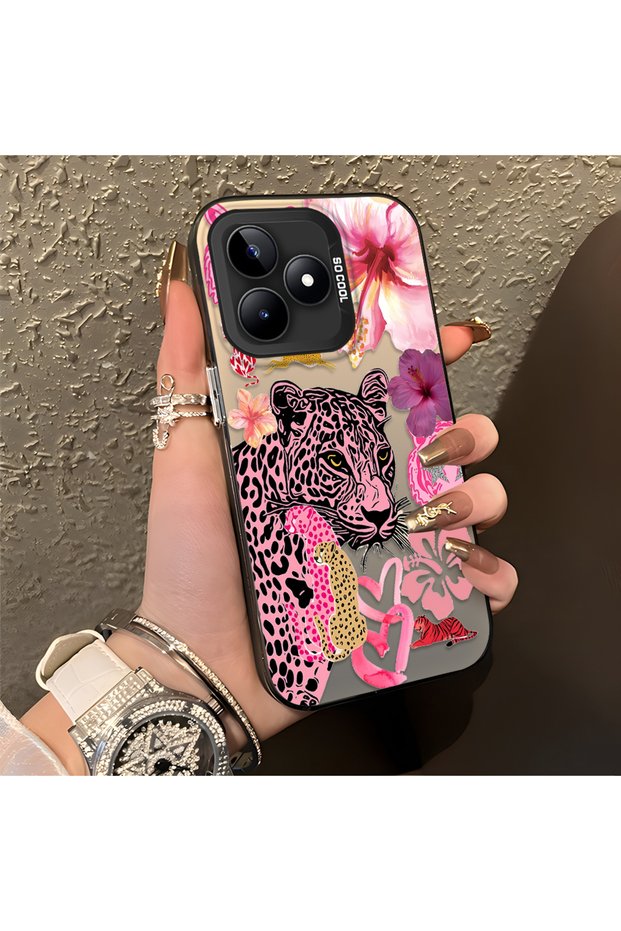 Realme Note 50 4g Compatible Silicone Edge Hard Back Case Couple Phone Case Leopard Pattern