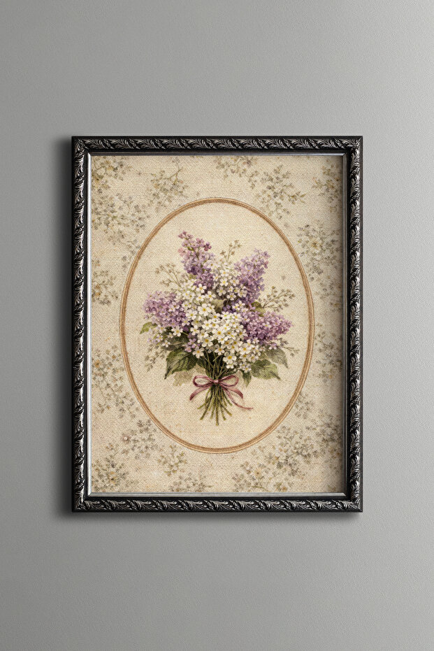 Romantic Spring Bouquet - Vintage Patterned Frame - Slim Model