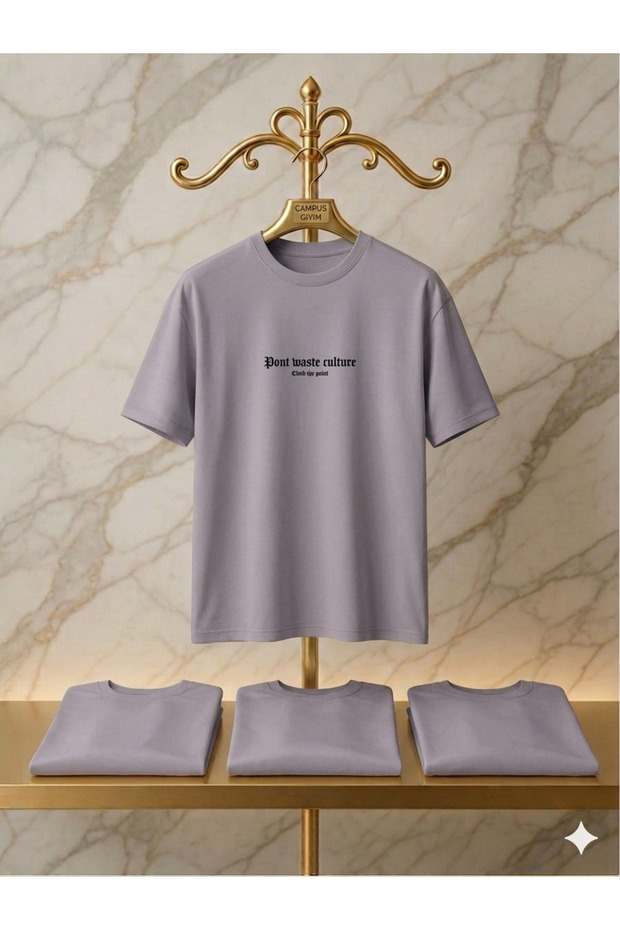Men's Oversize T-Shirt 24-1 Suprem Combed Cotton Wide Fit “Dont Waste Culture” Chest Print Black - White - Mint Green - Lil