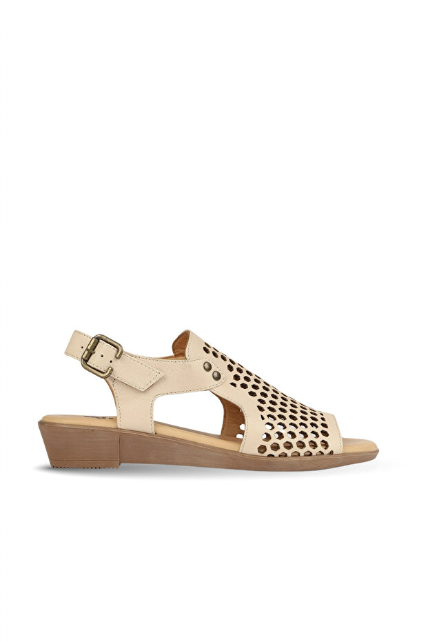 Beige Leather Women's Sandals