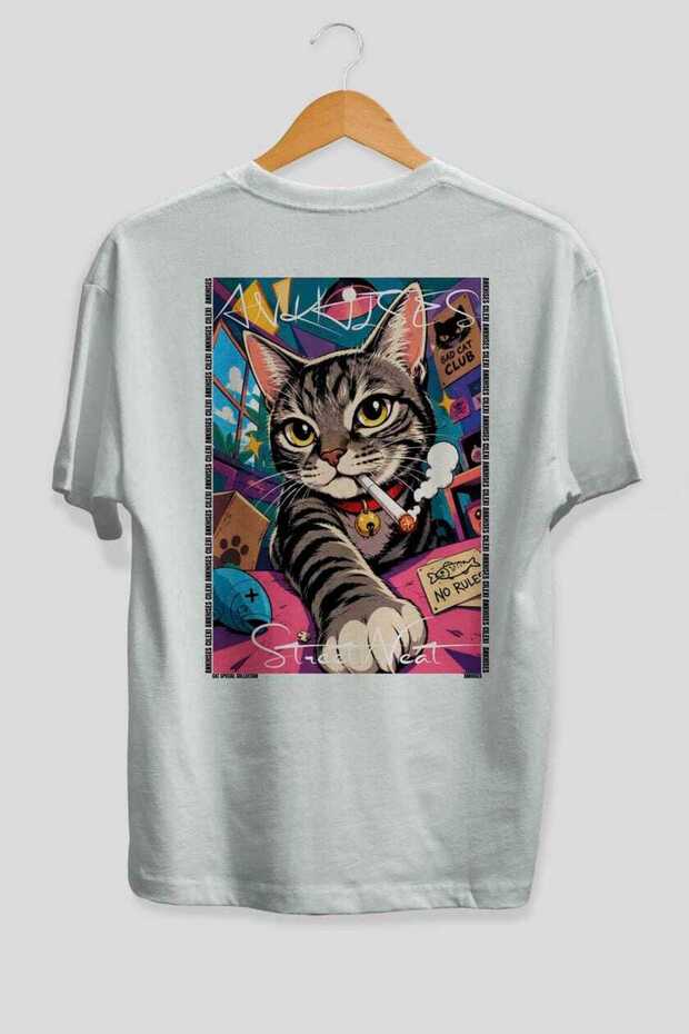 38 Cats for Cat Lovers Printed White Oversize T-Shirt 100% Cotton Unisex Cat Lover Premium Design