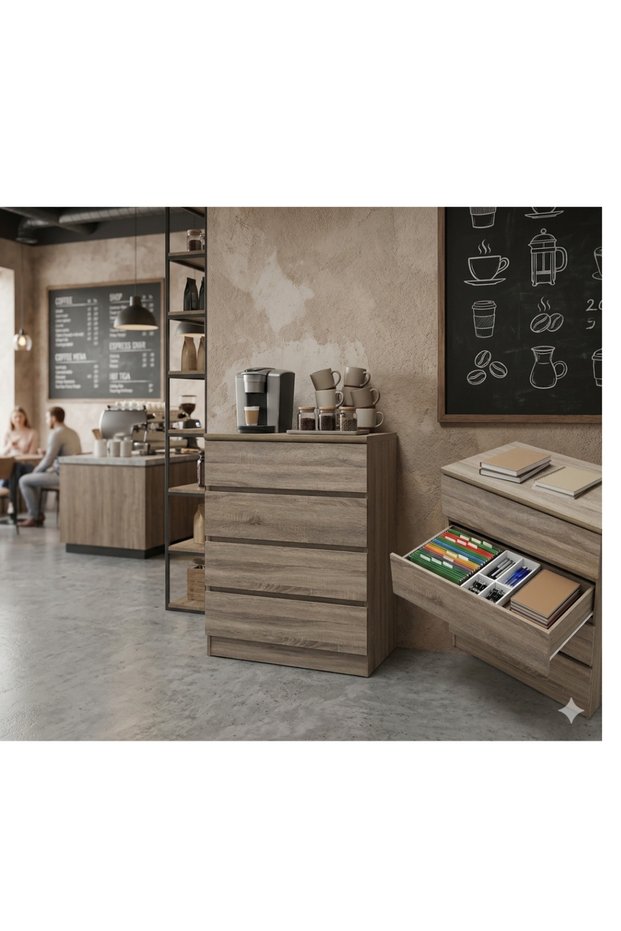 Spring Collection Chest Of 4 Drawer L80cm*W40cm*H92cm gray color