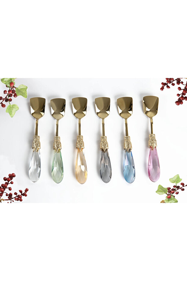 Colorful Ice Cream Spoon Set Gold Titanium