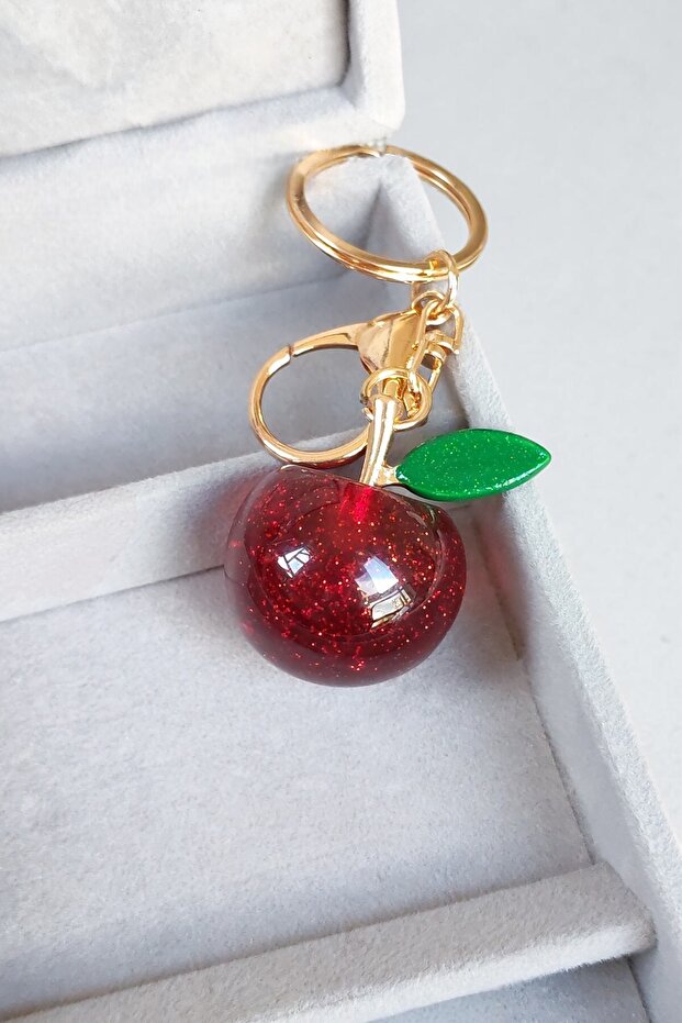 Luxury Design Silvery Apple Model Women's Bag Ornament Charm and Keychain