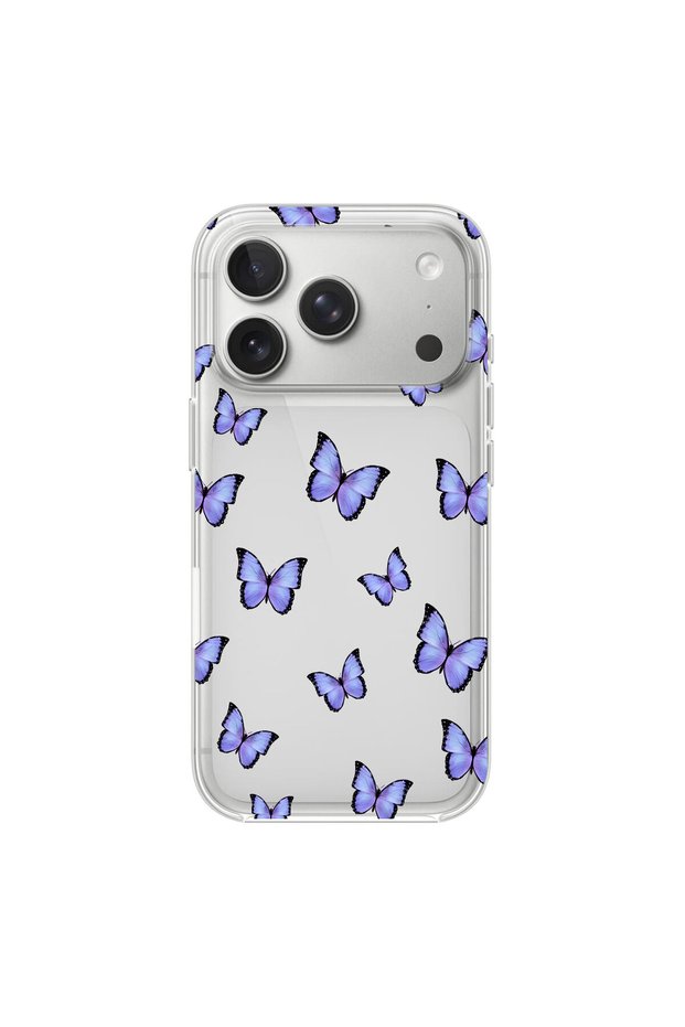 iPhone 17 Pro Compatible Butterfly 4 Design Transparent Case