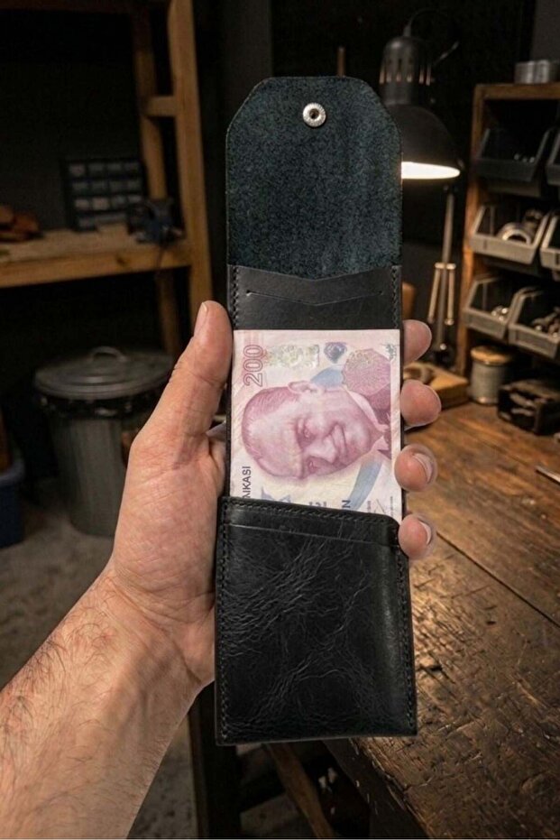 Purefold Black Genuine Leather Card Holder Wallet