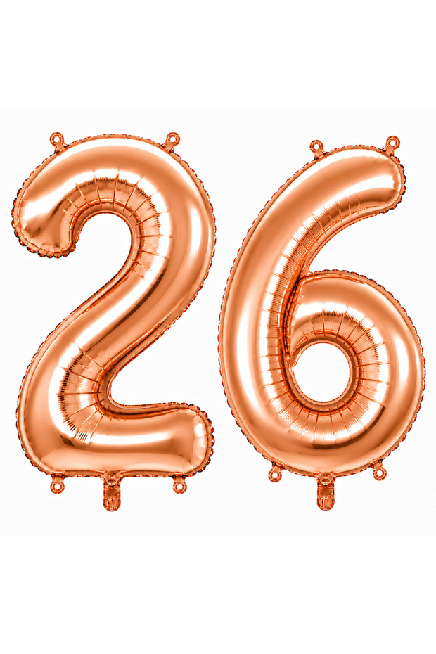 26 Foil Balloons in Rose Gold Color (100 cm)