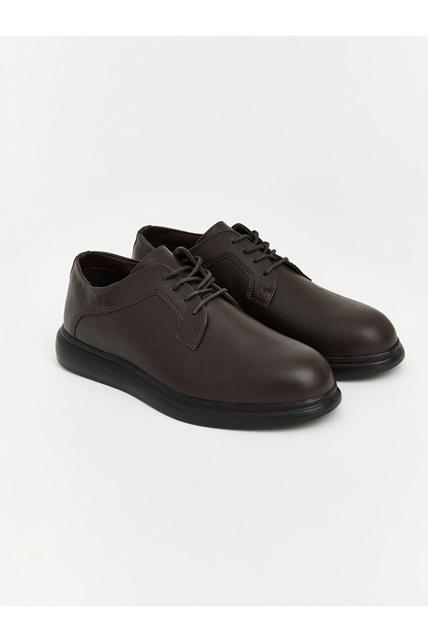 Brown Leather Look Men's Classic Shoes