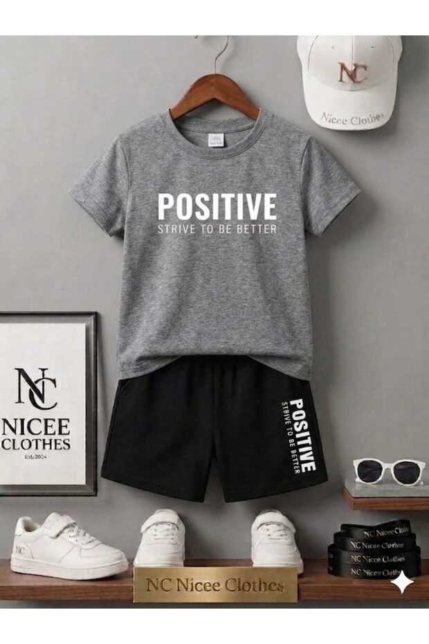 Summer Children's T-Shirt Shorts Unisex (White Positive Print)