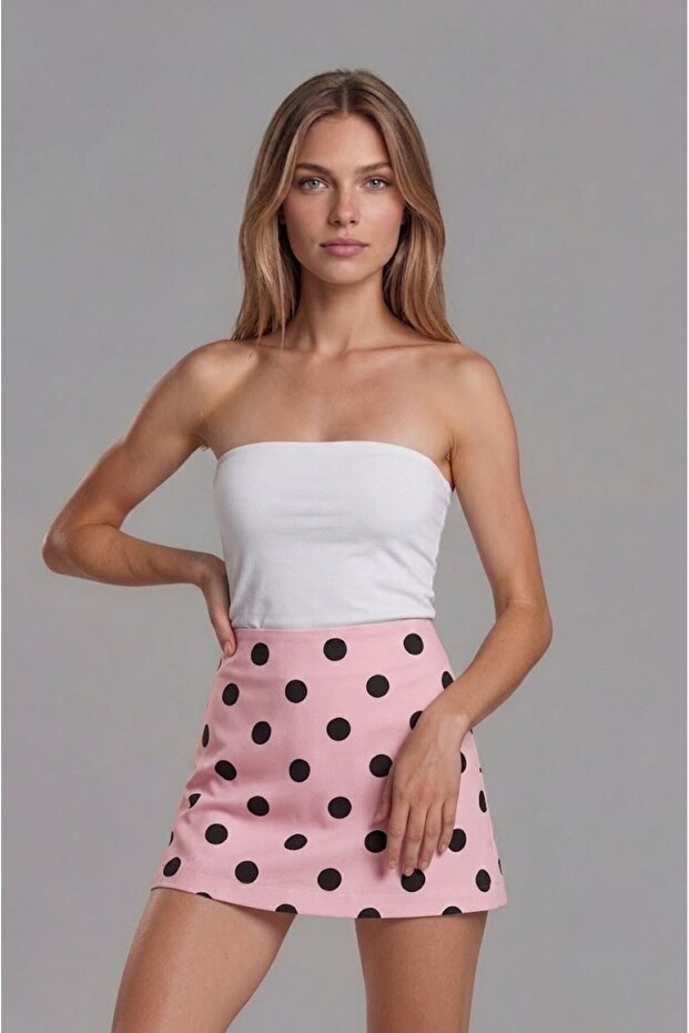 Women's Polka Dot Mini Skirt with Shorts