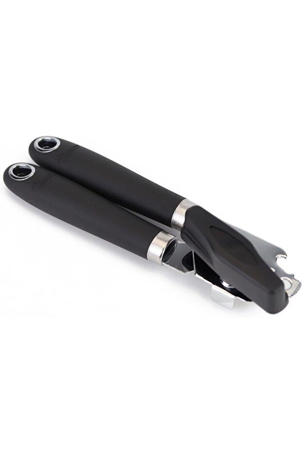 Premium Heavy-Duty Can Opener, Silver Blade with Ergonomic Soft-Grip Black Handle