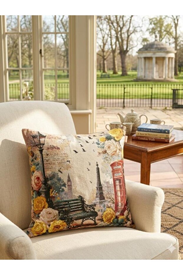 London Memorial Jacquard Woven Tapette Decorative Kirlent 45*45