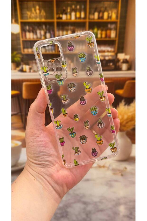 Redmi Note 11 Pro and Note 12 Pro 4g Compatible Cactus Patterned Transparent Shock-Absorbing Clear Case with Camera Protection