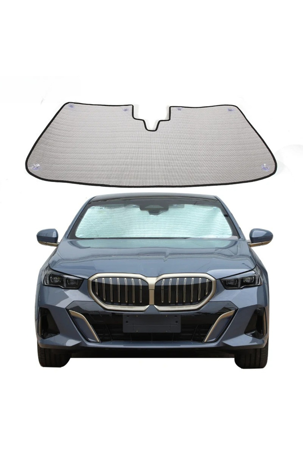 واقي شمس أمامي فضي اللون للزجاج الأمامي، غطاء حماية من الشمس، واقي من الحرارة لسيارات BMW الفئة الخامسة