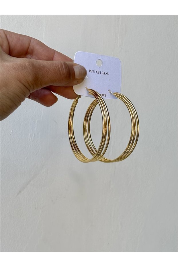 Women's Gold Color 6 cm Large Hoop Steel Earrings
