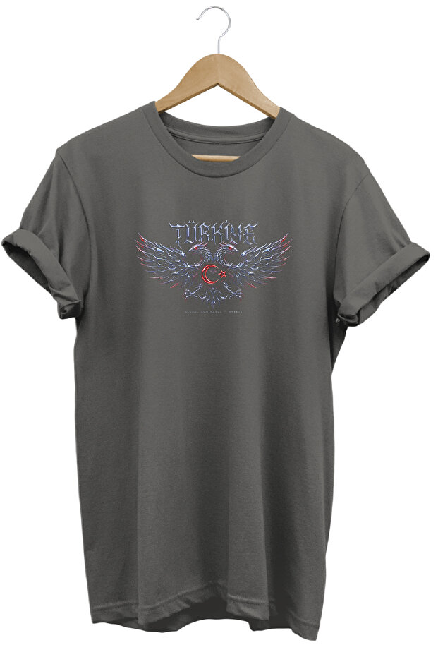 Gothic Design Turkey Double Headed Eagle Printed Street Fashion T-Shirt