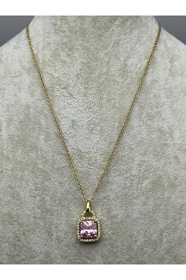 26Kly04 - Steel Interlocking Heart Necklace