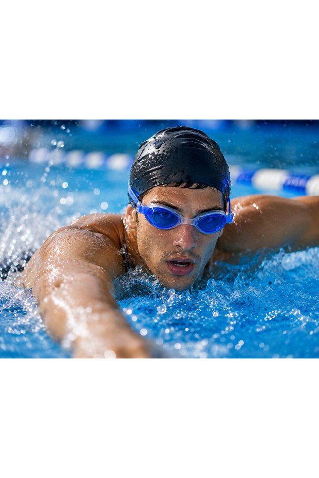 Blue Swimming Goggles – Suitable for Sea and Pool Use – Comes with Earplugs as a Gift