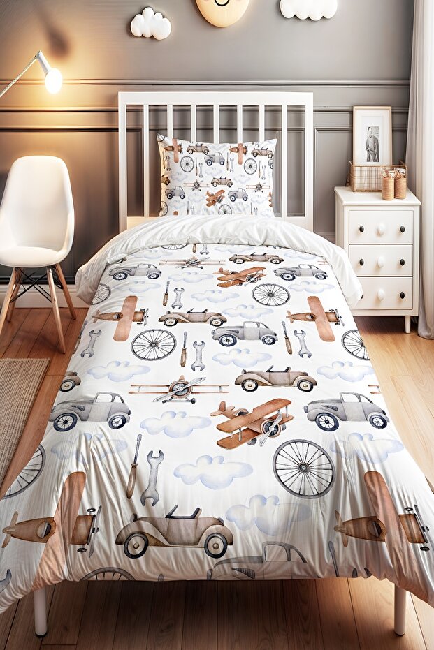 Repair Cars Patterned Single Baby Kids Bedding Set