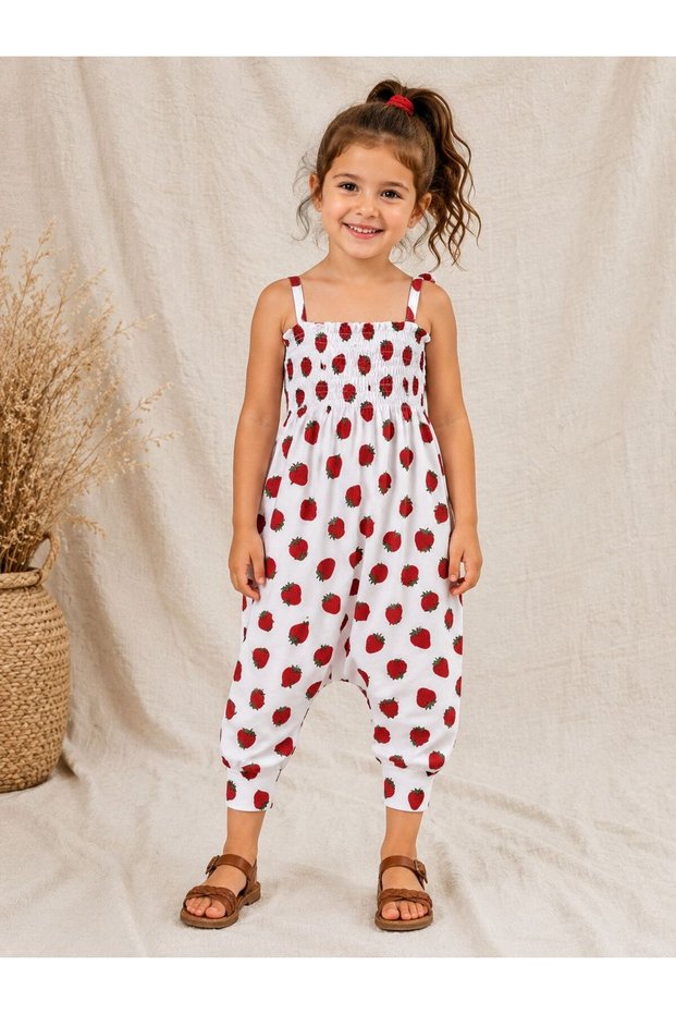 Baby Girl Child Strappy Gipeli Floral Patterned Summer Shalwar Jumpsuit Dress 2-5 Years