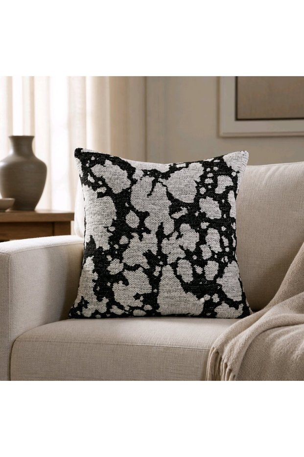 Modern Abstract Patterned Decorative Throw Pillow Cover Black and White