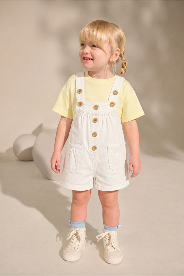 Girl's Summer Knitted Denim Shorts Jumpsuit