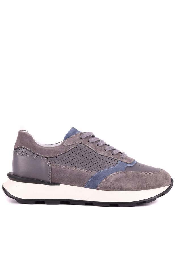 - Genuine Leather Gray Color Casual Men's Sneaker - 250-3000