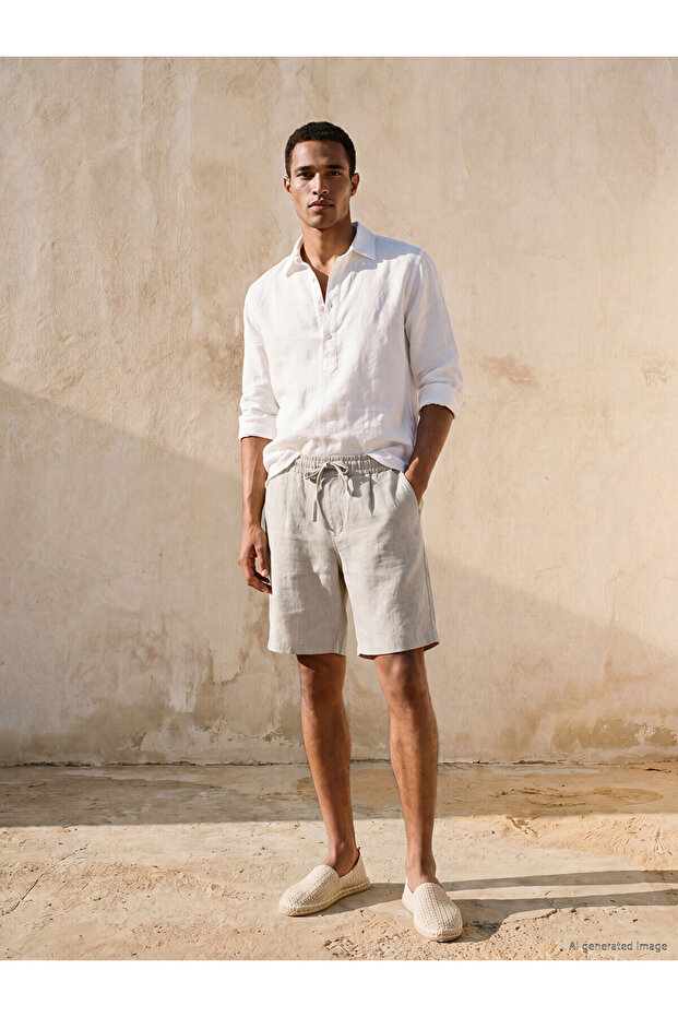 Trendlucky Regular Fit 100% Linen Men's Shorts with a Difference