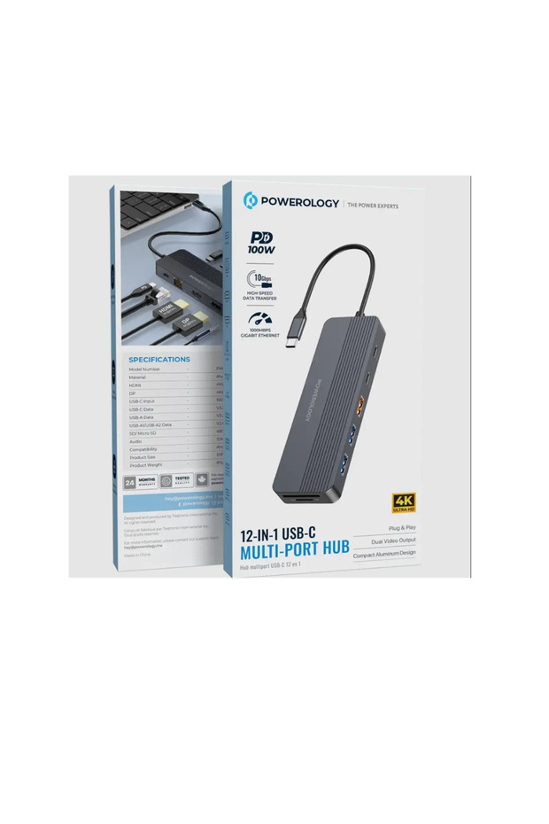 12-In1 USB-C Multi-Port HUB Gray