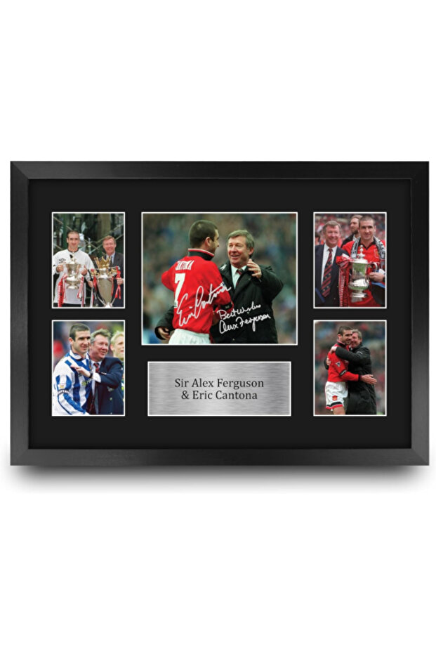 FR A3 Sir Alex Ferguson & Eric Cantona Printed Memorabilia Signed Autograph Photograph Display for Football Fans and Supporters - A3 Framed