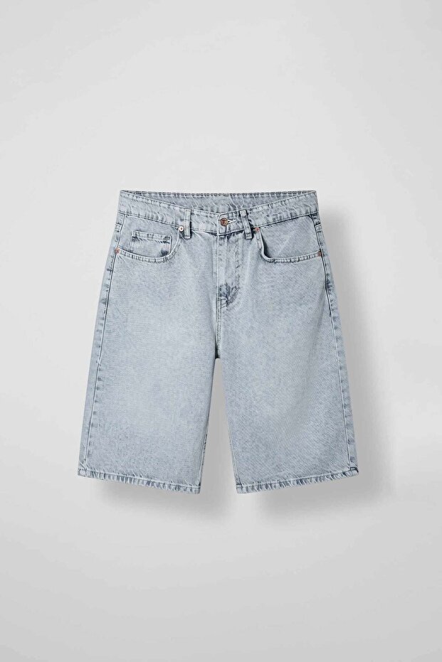 Men's Baggy Bermuda Jean Shorts Ice Blue