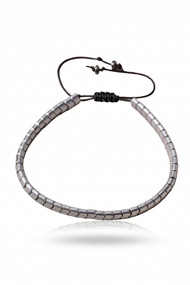 Hematite Stone Adjustable Drawstring Men's Bracelet - 6