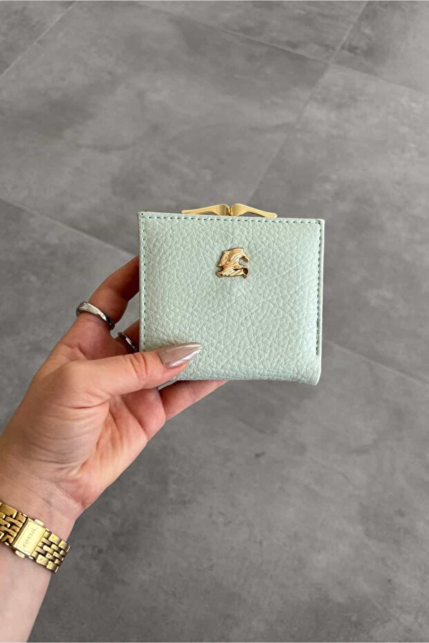 Mae Vintage Model Mint Green Faux Leather Wallet