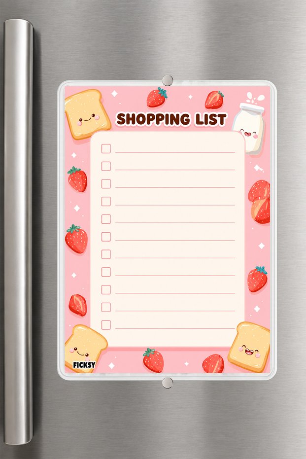 Shopping List - A5 - Magnetic - Pvc - Refrigerator Note Holder & Desktop - Summer Erase - Planner