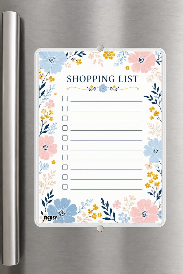 Shopping List - A5 - Magnetic - Pvc - Refrigerator Note Holder & Desktop - Summer Erase - Planner